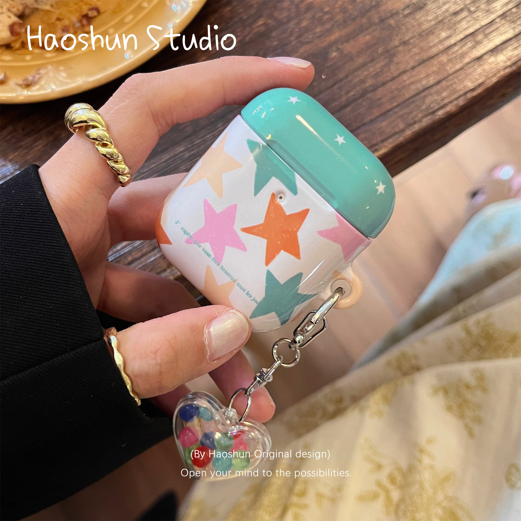 糖果星星适用于airpodspro2代耳机保护套苹果Airpods3光面菲林硬壳airpods创意小众耳机壳airpods4耳机套pro3