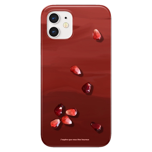 石榴红适用于iphone16promax/17pro苹果12PRO手机壳11PRO光面菲林硬壳苹果15PRO/14PROMAX半包13mini防摔壳