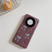 mate50 P40 p50 格纹蝴蝶结适用于华为Mate40手机壳MATE30 mate60pro pura70磨砂菲林半包硬壳mate70小众防摔