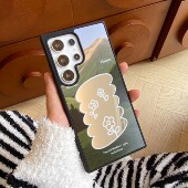 s24 草原白花适用于三星s24ultra S23ULTRA防摔保护套 S22 文艺复古小众手机壳S21 S25 全包镜面硬壳s23