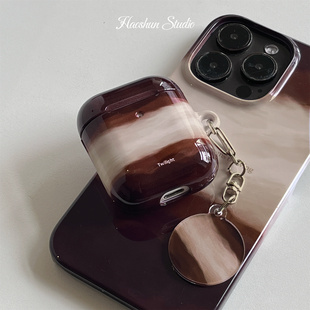 AirPodspro2苹果airpods3小众创意保护套 咖啡晕染适用于Airpodspro菲林光面耳机壳AirPods4耳机套aipods2