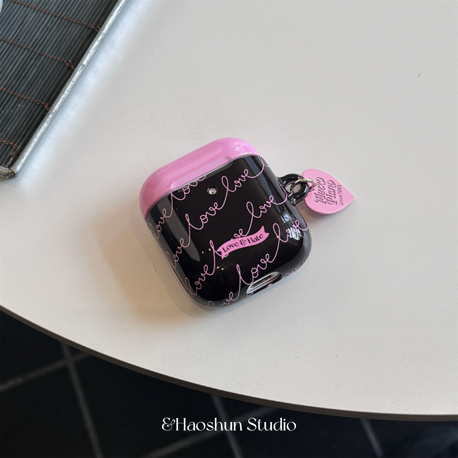黑底英文适用于Airpodspro保护套AirPods4耳机套aipods2/AirPodspro2苹果airpods3小众菲林光面创意耳机壳