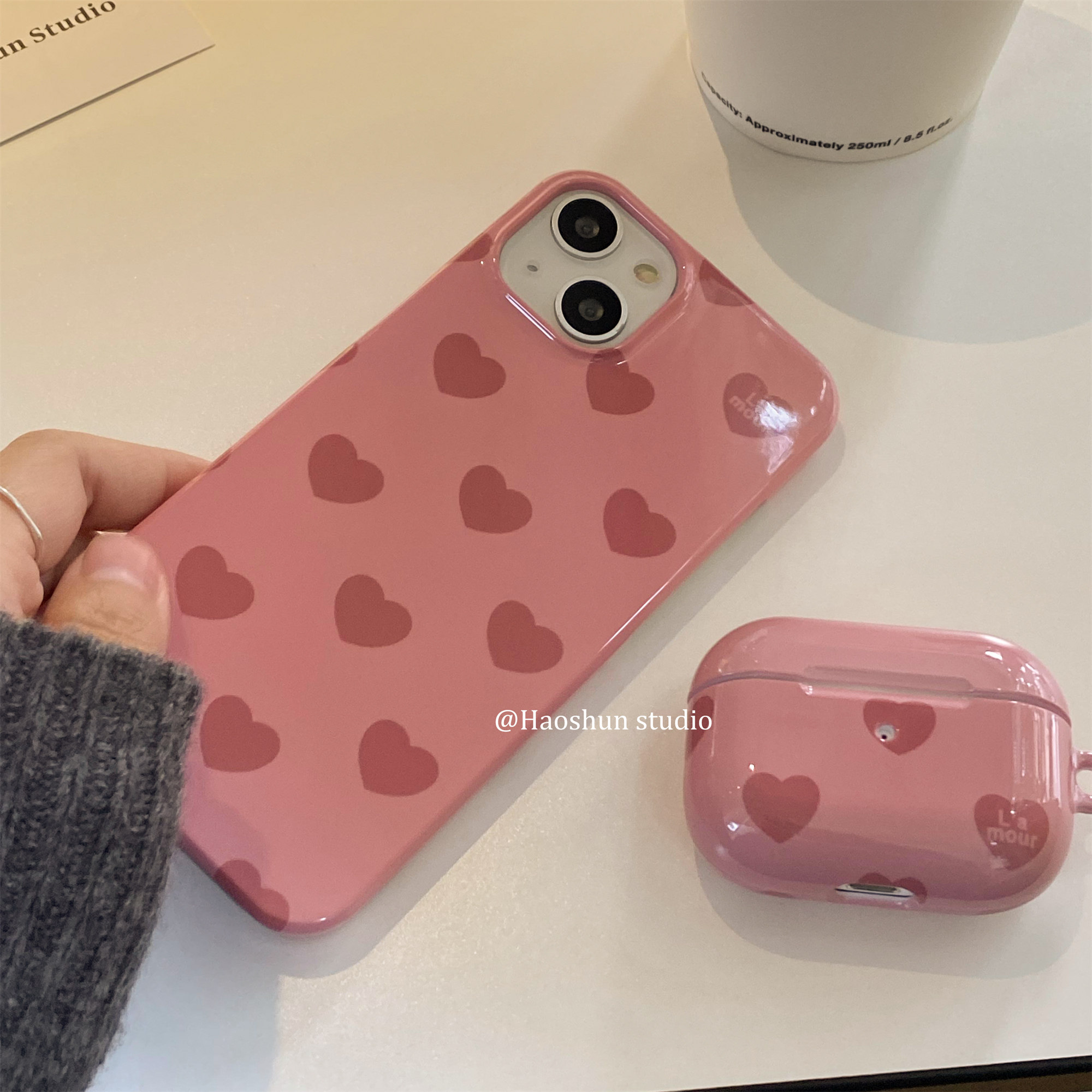 粉粉爱心适用于三星S25Ultra艺术菲林硬壳S22+小众设计S24Ultra半包s21+手机壳S23光面女款新款ins保护套