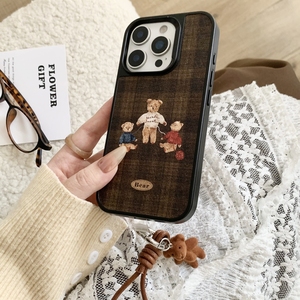 布偶小熊适用于三星s24ultra/S25全包蚕丝纹硬壳s23+/S22+文艺小众手机壳可爱三星s21+/s24+/s23ultra防摔壳