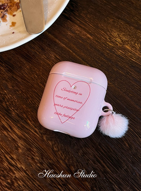 淡粉英文适用于Airpods保护套airpods2耳机套aipods二代蓝牙ipods/airpod3代韩ins风菲林耳机壳AirPods4代