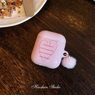 淡粉英文适用于Airpods保护套airpods2耳机套aipods二代蓝牙ipods/airpod3代韩ins风菲林耳机壳AirPods4代