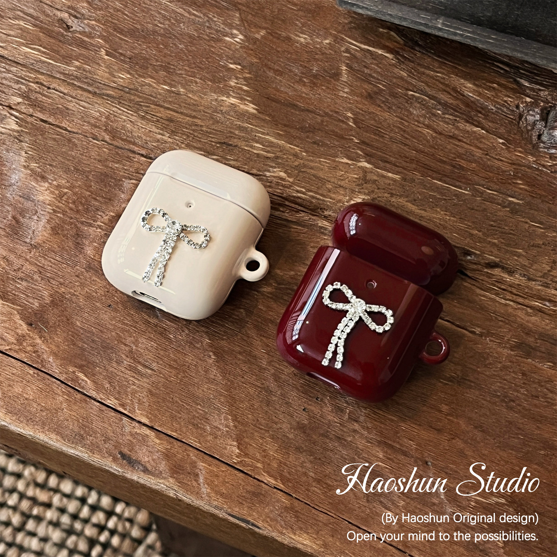 酒红燕麦蝴蝶结适用于Airpods保护套AirPods4耳机套aipods2/AirPodspro2苹果airpodspro3小众菲林光面耳机壳,3C数码配件,耳机保护套,淘宝优惠券,粉丝福利购,淘宝优惠卷