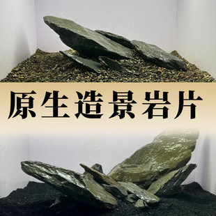 鱼缸纯天然造景原生态片石石片薄片装饰溪流缸乌龟晒台石头原石