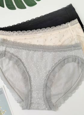 出口日本优家旗下GU纯棉亲肤软舒适蕾丝花边可爱中低腰女三角内裤