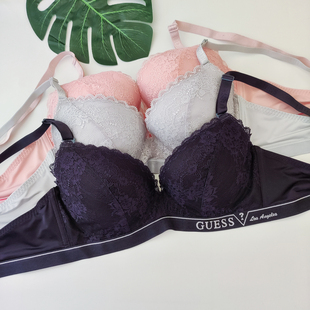 新款出口G家灰色深蓝时尚性感蕾丝聚拢上托带钢圈文胸小胸显大