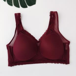 微瑕疵处理暗红色黑肤色背心款 聚拢上托侧收无钢圈文胸好穿