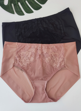 韩国SKINFIT藏蓝色奢华贵气无痕透气速干包臀中腰大版女三角内裤