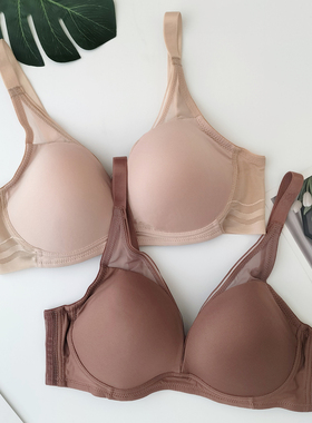 韩国SKINFIT肤色黑色小胸聚拢上托侧收防外扩舒适薄款无钢圈文胸