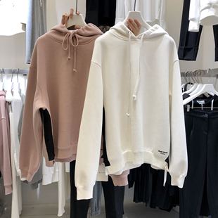 WUZHI高品质连帽卫衣女 宽松显瘦甩帽套头卫衣77096 2021秋冬新款