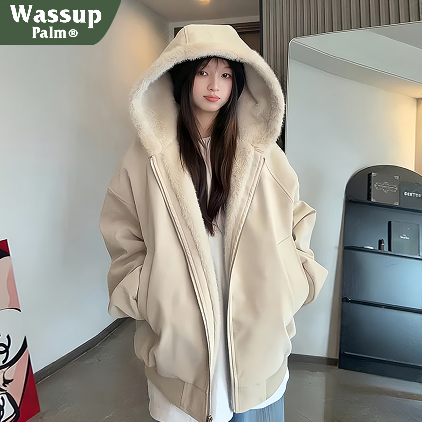 美式复古连帽座山雕男女棉衣外套