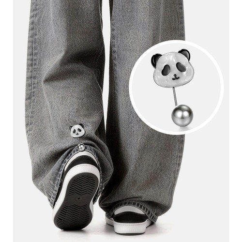 超萌熊猫裤脚防拖地神器改短别针