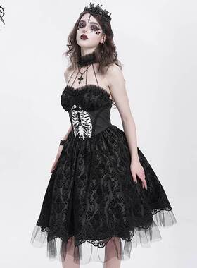 Devil Fashion恶魔时尚女装骨架印花哥特洛丽塔连衣裙SKT23401