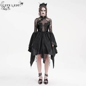 Devil Fashion恶魔时尚女装哥特旗袍式小花网料连衣裙 ESKT05301