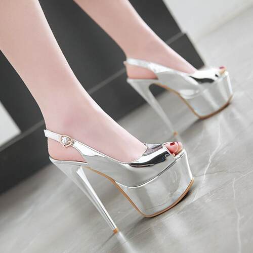 春夏新款银色防水台鱼嘴一字带