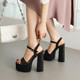 高跟鞋 一字扣带仙女风粗跟网红时装 ins潮 女夏2023新款 防水台凉鞋