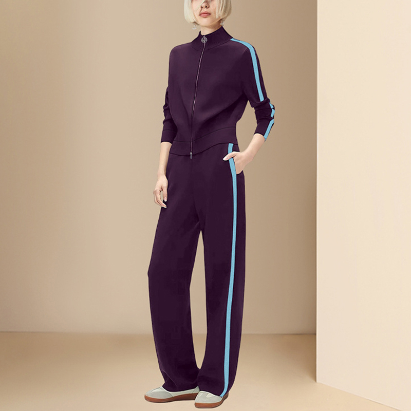 时尚长袖卫衣外套直筒裤两件套