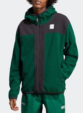 麦基森Adidas 三叶草 男子 秋冬绒面运动休闲保暖夹克外套 IC2340