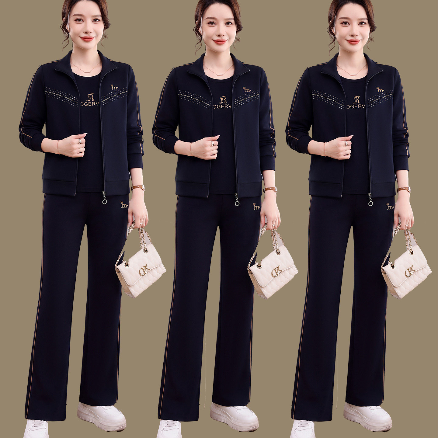 年轻妈妈秋装运动套装大码三件套