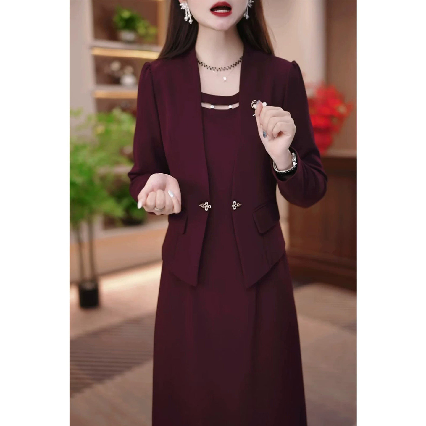 小西装外套+连衣裙两件套女秋季