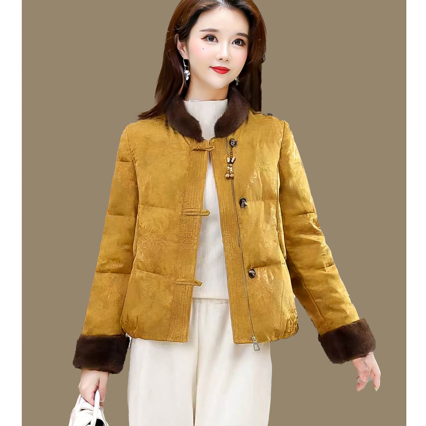 国风短款羽绒服女冬季小个子立领提花白鸭绒外套巨好看阔太太衣服,女装/女士精品,羽绒服,淘宝优惠券,粉丝福利购,淘宝优惠卷