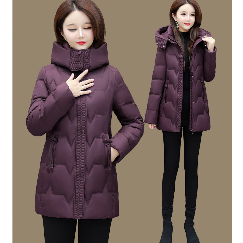 中长款棉衣外套女2025冬季新款可拆卸帽加厚羽绒棉服修身显瘦棉袄