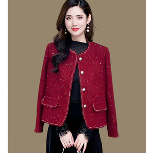 巨好看小香风外套女26春装新款轻奢千金风名媛高级感法式红色上衣