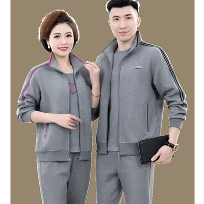 春秋中老年情侣运动服套装爸妈装