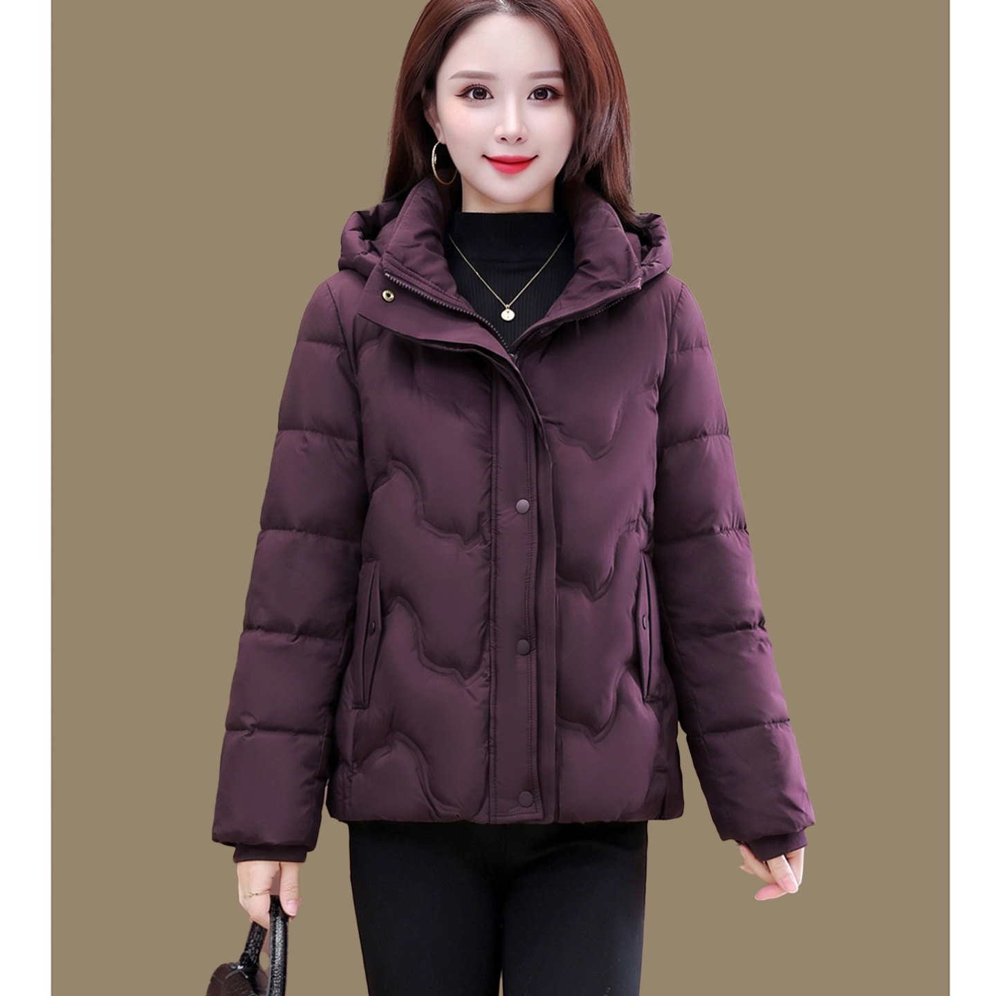 年轻妈妈短款羽绒服冬季连帽外套