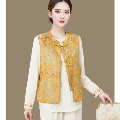 超好看提花缎面马甲外套国风上衣