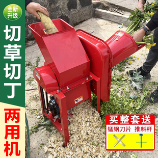 切草切丁组合机两用家用小型220V养殖鸡鸭青饲料切碎机瓜果切碎机