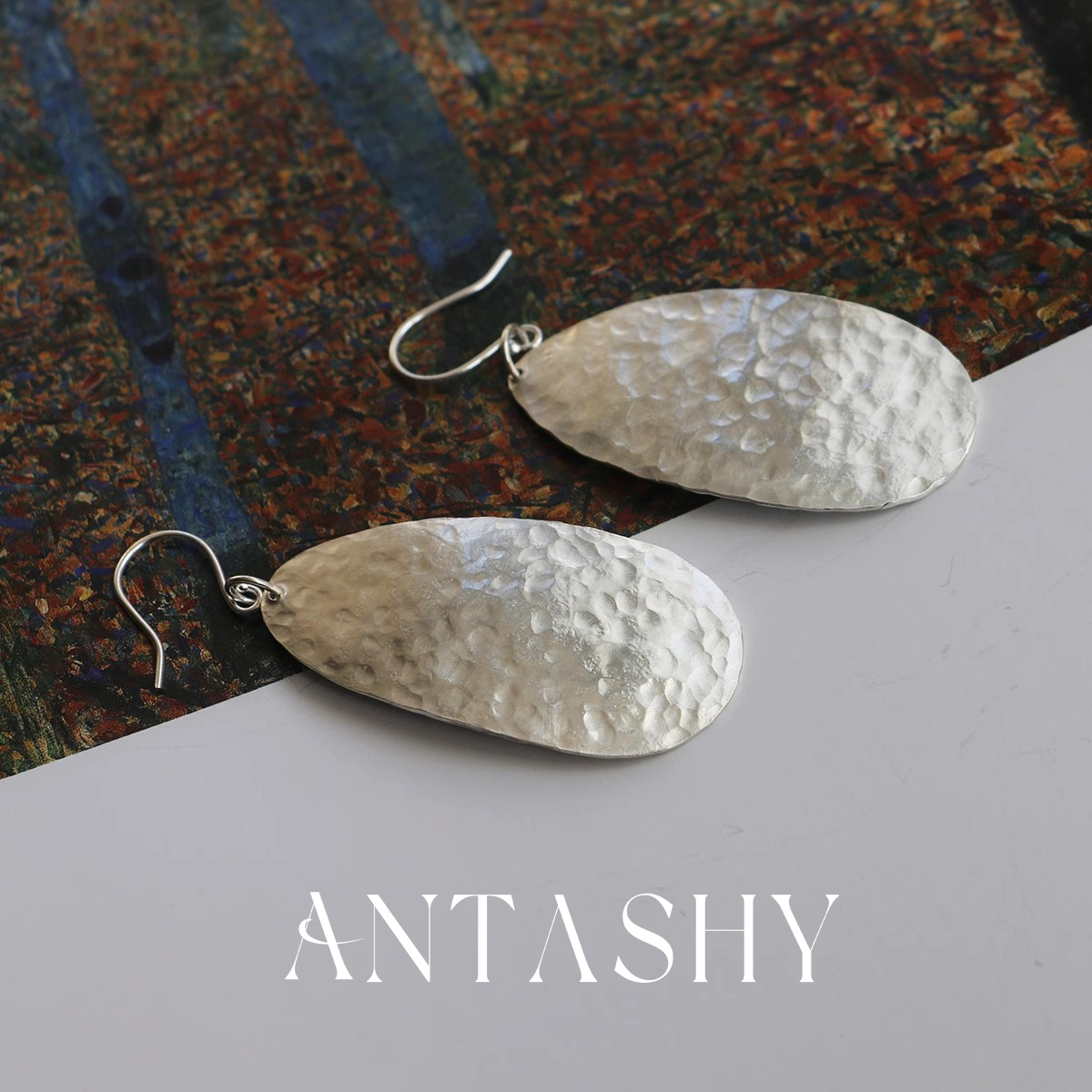 999纯银手工原创向日葵花瓣小众锤纹复古大气耳环