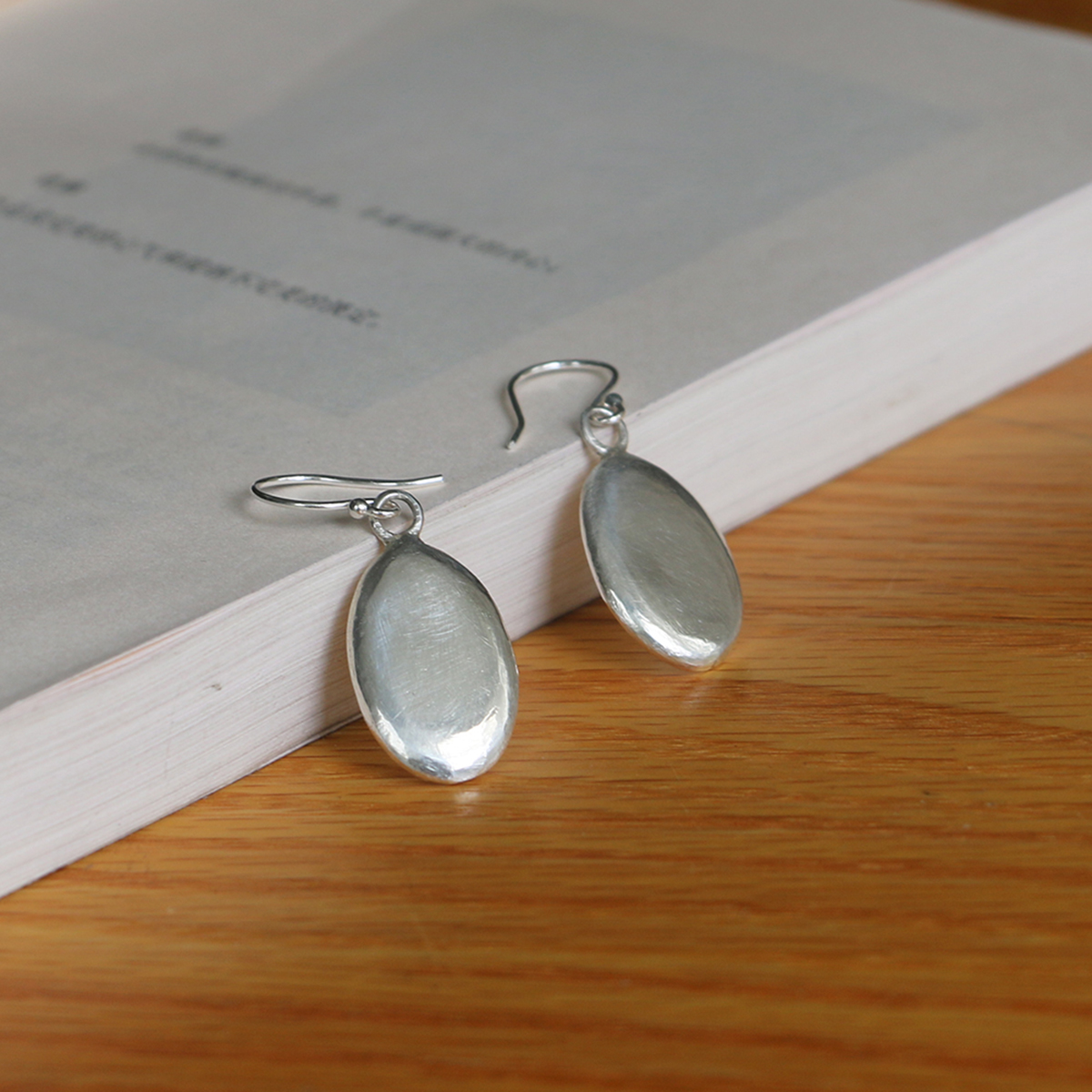 999纯银手工原创设计云豆耳环