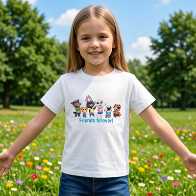 abckids童装女童夏季T恤儿童卡通上衣中大童短袖薄洋气F321301295