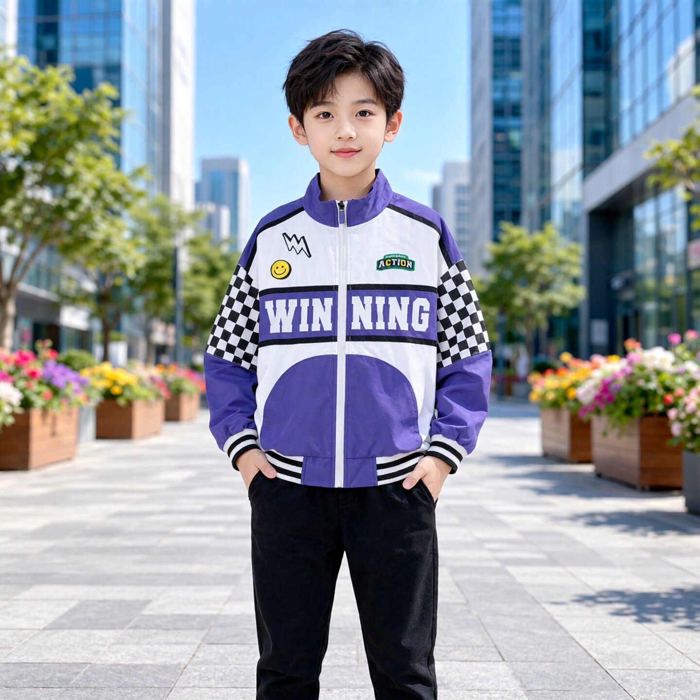 商场同款abckids童装秋季新款时尚夹克外套棒球衫风衣 F332303065图片