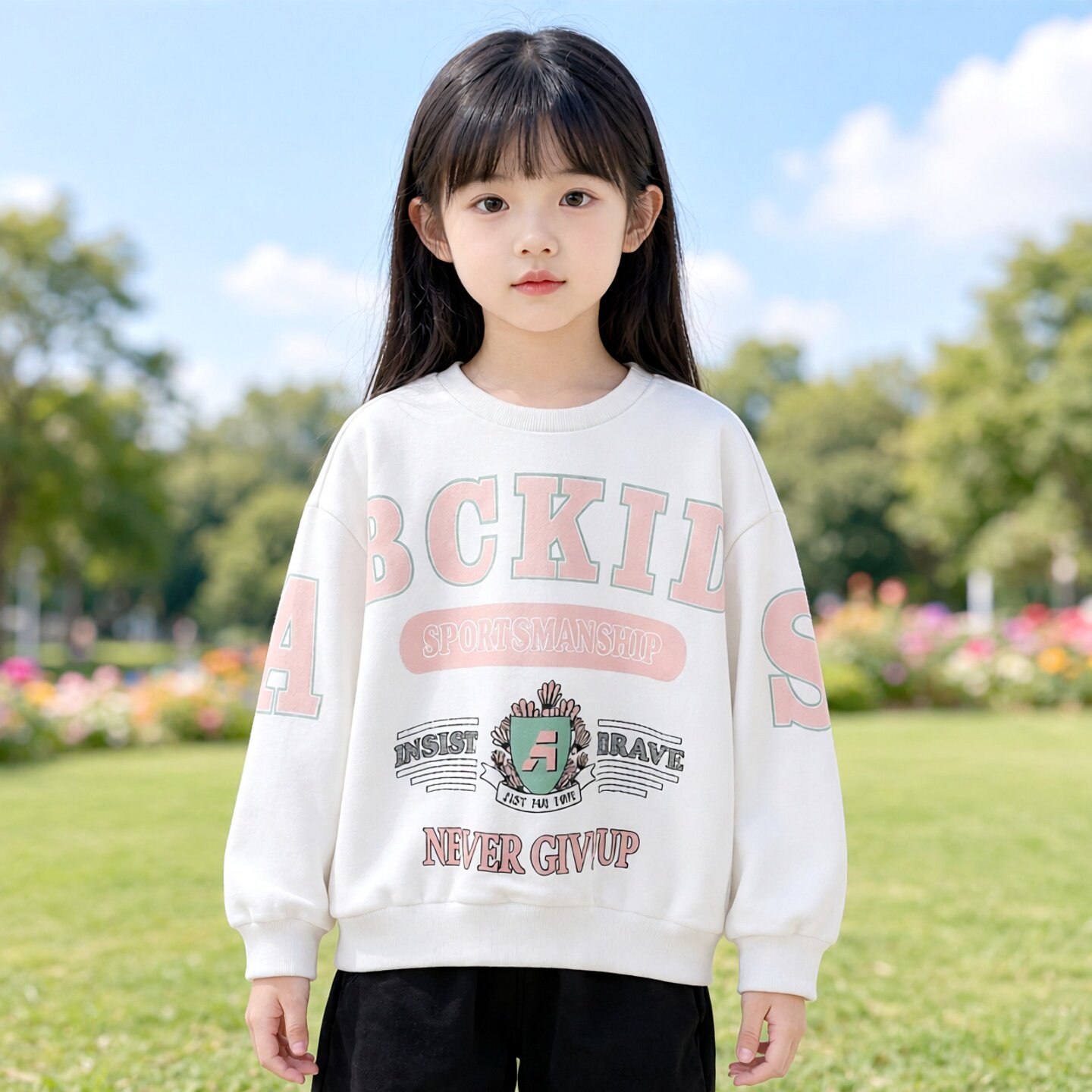 卫衣套头童装字母春圆领Abckids图片