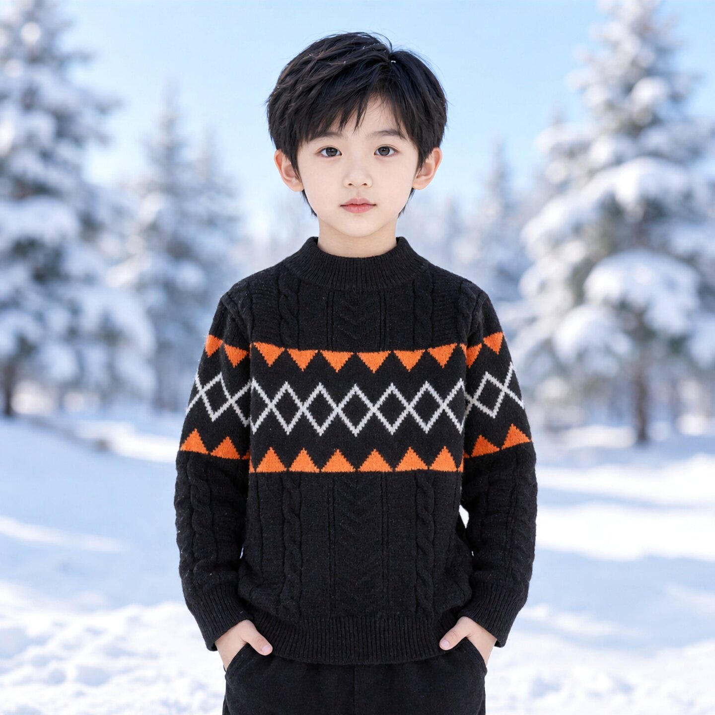 商场同款abckids童装冬季男童保暖套头毛衣针织衫加厚F352304159图片