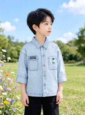 Abckids男童牛仔衬衫外套春秋