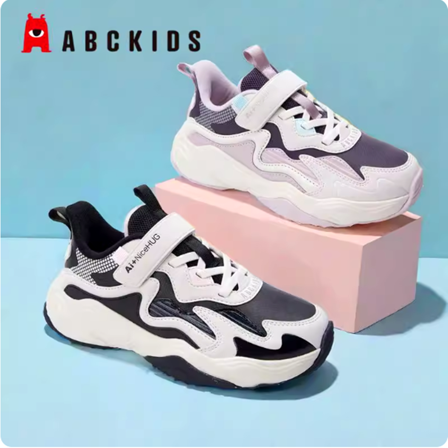 abckids童鞋女童运动鞋冬季加绒休闲鞋2025新款中大童保暖二棉鞋