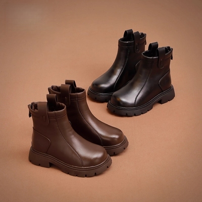 女童真皮马丁靴儿童短靴子二棉