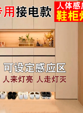 智能人体感应鞋柜灯led接线插电进门入户玄关柜底下面上长条灯带