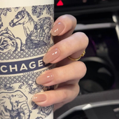 纯手工甄嬛同款 裸色穿戴甲甘露寺裸色短杏仁美甲新款 新娘显白婚甲