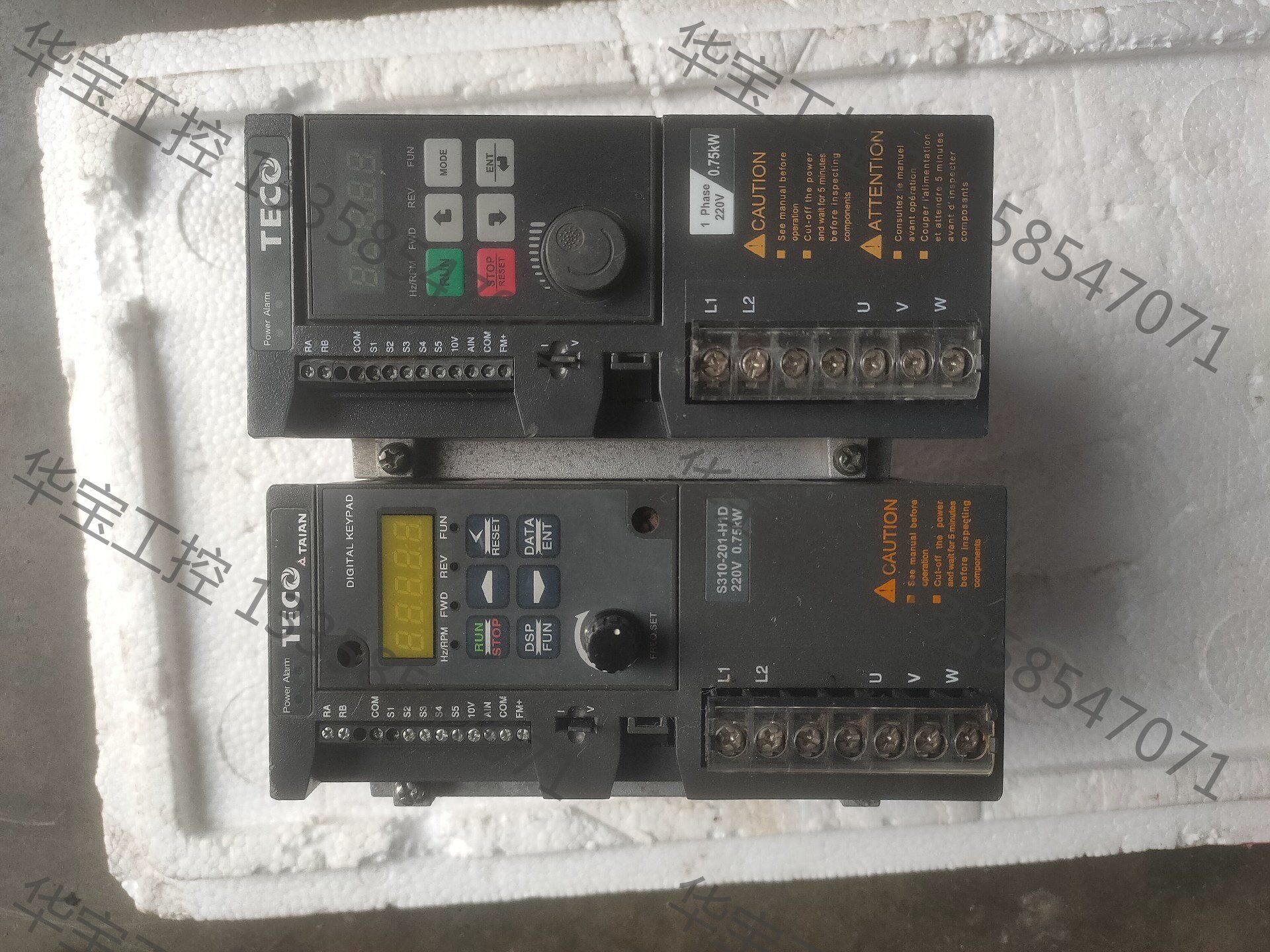 议价 东元台安220v0.75kw变频器两台,成色如图实物拍摄,功