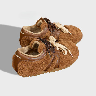 加绒毛毛棉鞋 平底防滑保暖鞋 女款 休闲时尚 秋冬新款