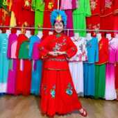 新款 麻纱绣花裙广场舞蹈服飞边大摆裙东北大秧歌舞台演出 秧歌服装