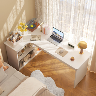 转角书桌学生家用书桌拐角办公桌l型书桌书架一体桌卧室电脑桌